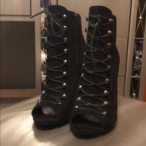 AKIRA Peep Toe Ankle Boots